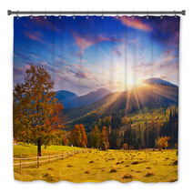 Colorful Autumn Sunset In The Mountains Bath Decor 56389453