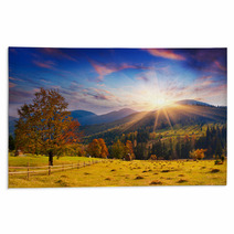 Colorful Autumn Sunset In The Mountains Rugs 56389453