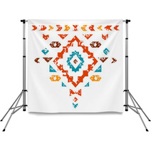 Colorful Aztec Ornament On White Geometric Ethnic Illustration Backdrops 66465404