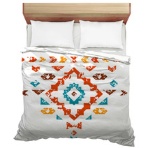 Colorful Aztec Ornament On White Geometric Ethnic Illustration Bedding 66465404