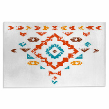Colorful Aztec Ornament On White Geometric Ethnic Illustration Rugs 66465404