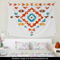 Colorful Aztec Ornament On White Geometric Ethnic Illustration Wall Art 66465404