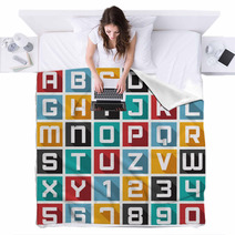 Colorful Blocks Of Letters And Numbers Blankets 56752175