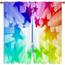 Colorful Burst Of Stars Window Curtains 53855223