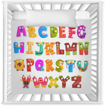 Colorful Cartoon Children English Alphabet With Funny Monsters Education And Development Of Children Detailed Colorful Illustrations Nursery Decor 159702067