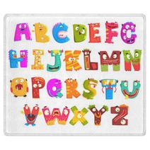 Colorful Cartoon Children English Alphabet With Funny Monsters Education And Development Of Children Detailed Colorful Illustrations Rugs 159702067