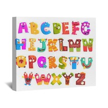 Colorful Cartoon Children English Alphabet With Funny Monsters Education And Development Of Children Detailed Colorful Illustrations Wall Art 159702067
