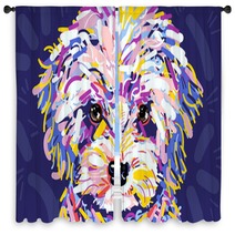 Colorful Curly Pooch Window Curtains 219582089