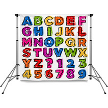 Colorful Doodle Alphabet And Numbers Backdrops 48047028