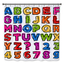 Colorful Doodle Alphabet And Numbers Bath Decor 48047028