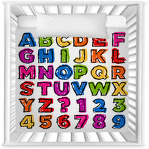 Colorful Doodle Alphabet And Numbers Nursery Decor 48047028