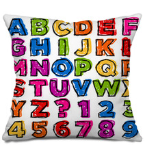 Colorful Doodle Alphabet And Numbers Pillows 48047028
