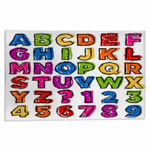Colorful Doodle Alphabet And Numbers Rugs 48047028