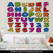Colorful Doodle Alphabet And Numbers Wall Art 48047028