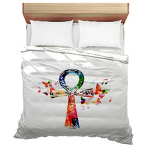 Colorful Egyptian Cross Ankh With Butterflies Bedding 91758825