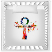 Colorful Egyptian Cross Ankh With Butterflies Nursery Decor 91758825