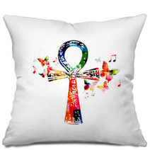 Colorful Egyptian Cross Ankh With Butterflies Pillows 91758825