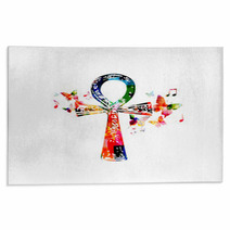 Colorful Egyptian Cross Ankh With Butterflies Rugs 91758825