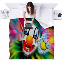Colorful Face Of A Creepy Clown Blankets 2858889