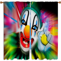 Colorful Face Of A Creepy Clown Window Curtains 2858889