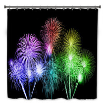 Colorful Fireworks Over Sky Bath Decor 72085165
