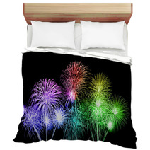 Colorful Fireworks Over Sky Bedding 72085165