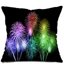 Colorful Fireworks Over Sky Pillows 72085165