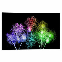 Colorful Fireworks Over Sky Rugs 72085165