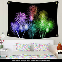 Colorful Fireworks Over Sky Wall Art 72085165