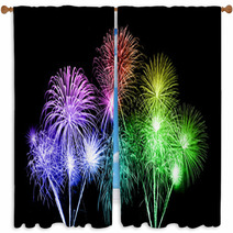Colorful Fireworks Over Sky Window Curtains 72085165