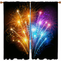 Colorful Fireworks Window Curtains 57779638