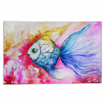 Colorful Fish Watercolor Painted Rugs 44107717