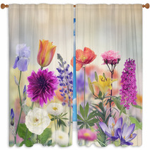 Colorful Flowers Window Curtains 86044384