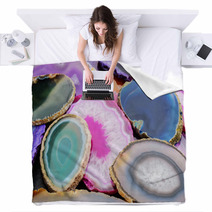 Colorful Geode Slices Natures Beauty Blankets 68481592