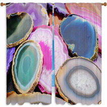 Colorful Geode Slices Natures Beauty Window Curtains 68481592