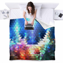 Colorful Geometric Background, Abstract Triangle Pattern Vector Blankets 72895560