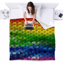 Colorful Geometric Background, Abstract Triangle Pattern Vector Blankets 72895565