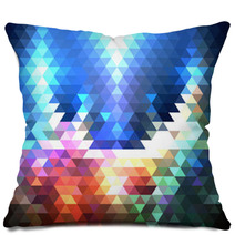 Colorful Geometric Background, Abstract Triangle Pattern Vector Pillows 72895560