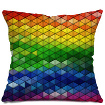 Colorful Geometric Background, Abstract Triangle Pattern Vector Pillows 72895565