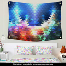 Colorful Geometric Background, Abstract Triangle Pattern Vector Wall Art 72895560