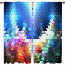 Colorful Geometric Background, Abstract Triangle Pattern Vector Window Curtains 72895560