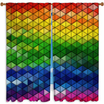 Colorful Geometric Background, Abstract Triangle Pattern Vector Window Curtains 72895565