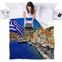 Colorful Greece Series - Symi Island Blankets 58387876