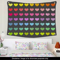 Colorful Hearts Background Wall Art 69877805