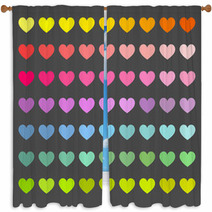 Colorful Hearts Background Window Curtains 69877805