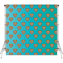Colorful Hearts On Turquoise Background Backdrops 61224499