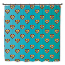 Colorful Hearts On Turquoise Background Bath Decor 61224499