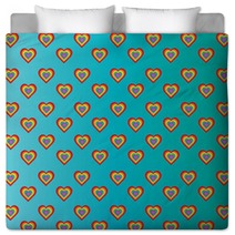 Colorful Hearts On Turquoise Background Bedding 61224499
