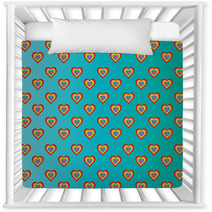 Colorful Hearts On Turquoise Background Nursery Decor 61224499
