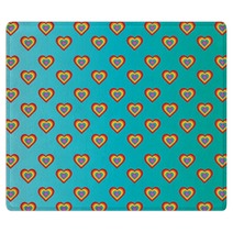 Colorful Hearts On Turquoise Background Rugs 61224499